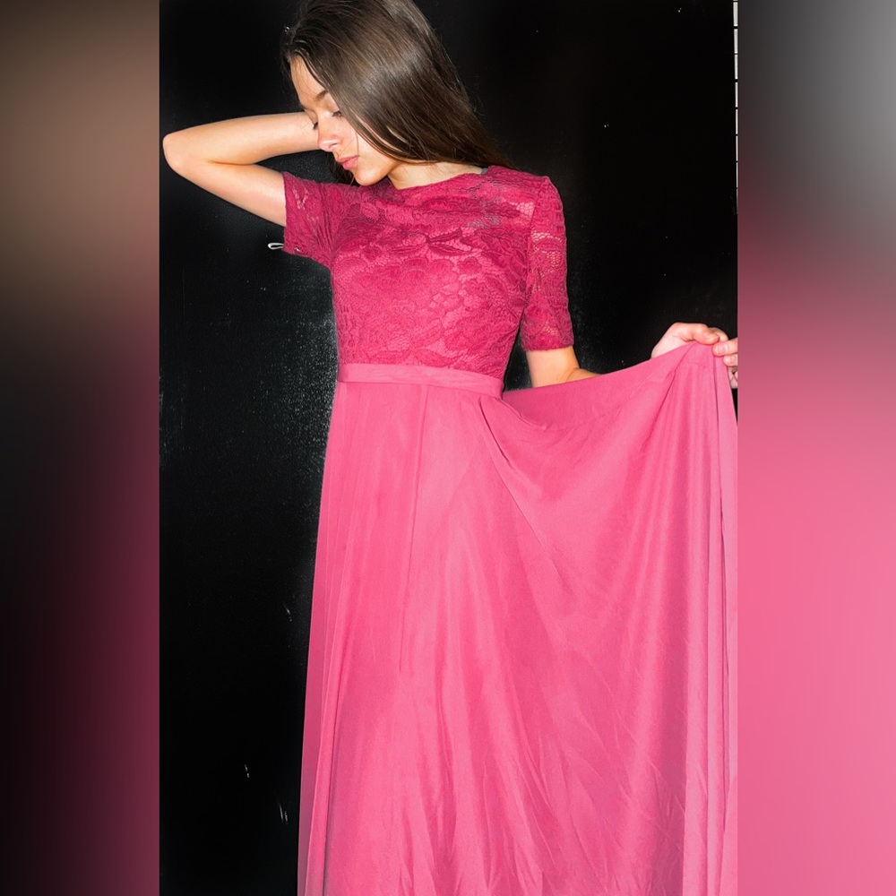 JJ’S HOUSE pink bridesmaids dress floor length